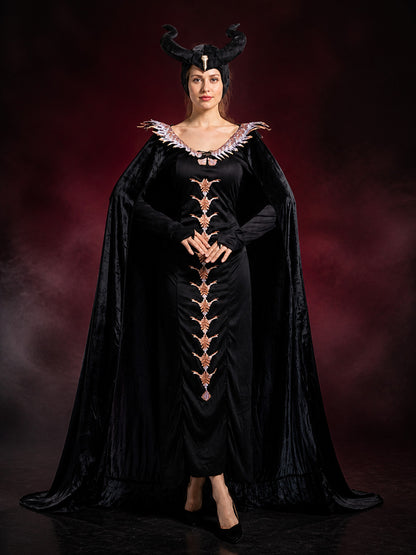 Gothic Halloween Witch Costume with Cape