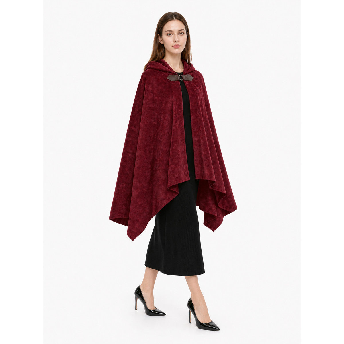 Burgundy Hooded Carnival Cloak