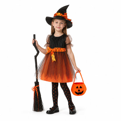 Witch Costume, Tutu Dress with Bow and Mesh Costume Dresses detail