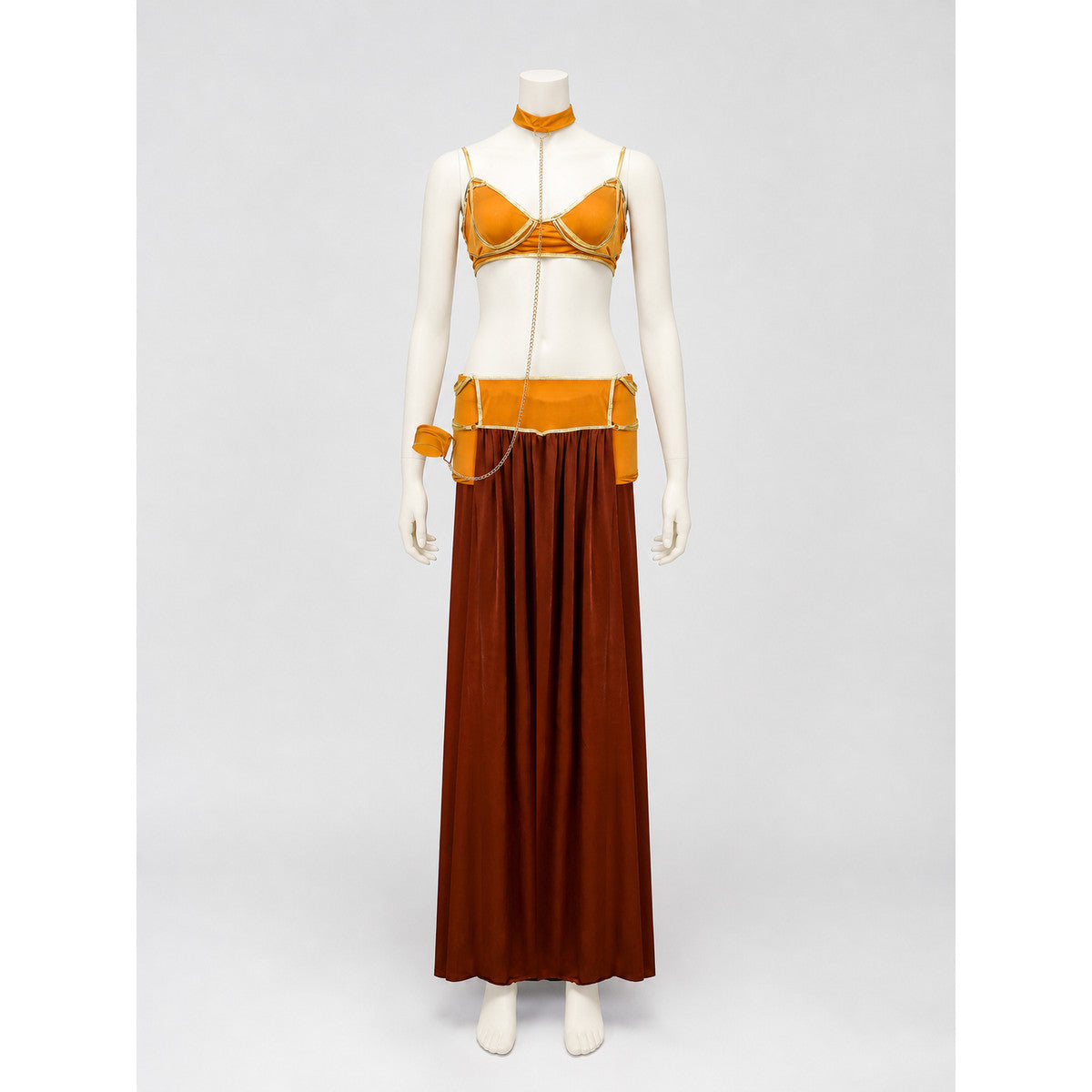 Long Cosplay Dress with Gold Chain