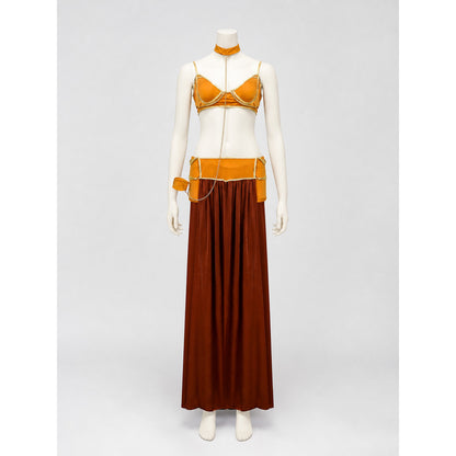 Long Cosplay Dress with Gold Chain
