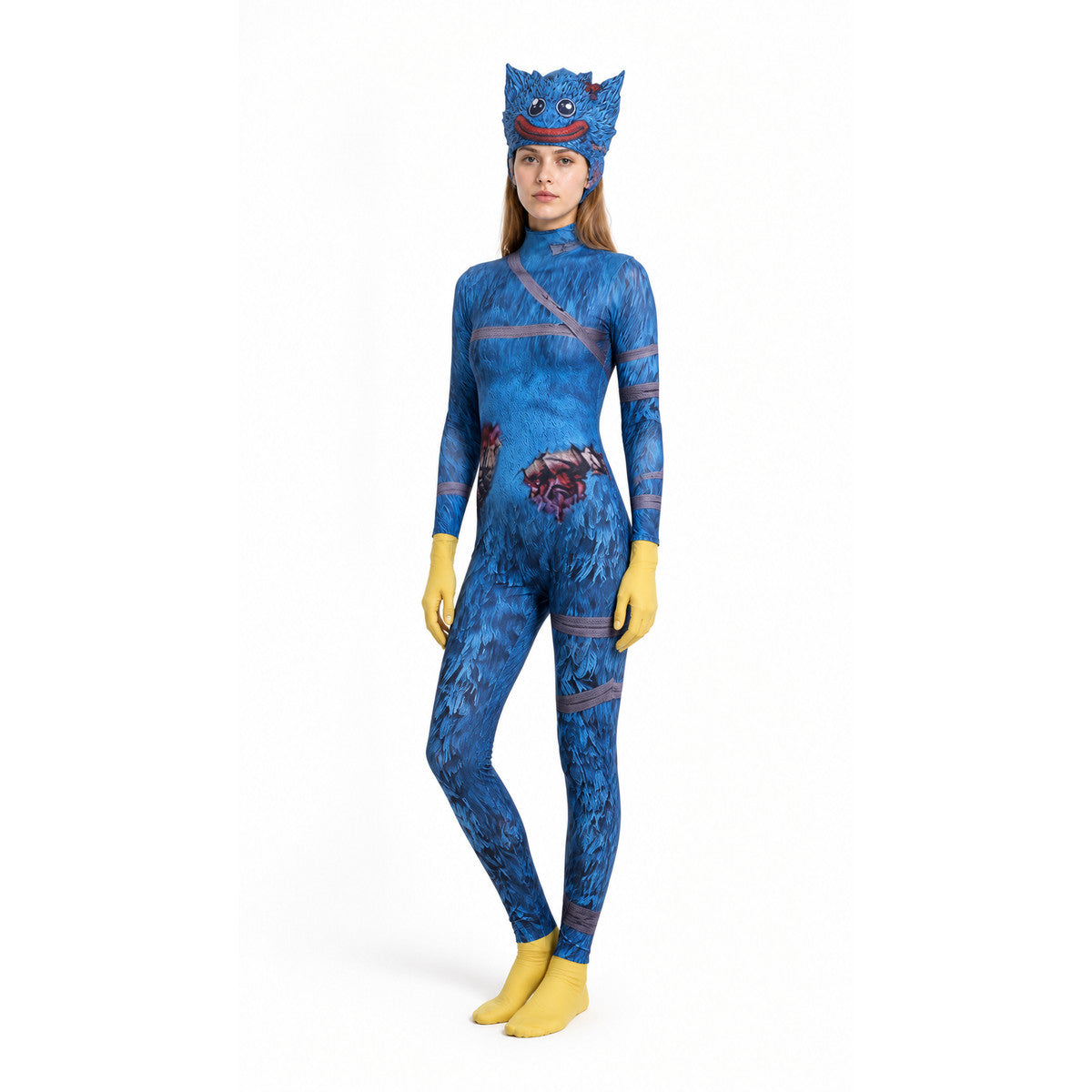Blue Hooded Monster Jumpsuit Costume Costumes detail