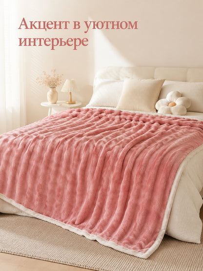 Flannel Throw Blanket with Trim and Bubble Texture Wearable Blankets detail