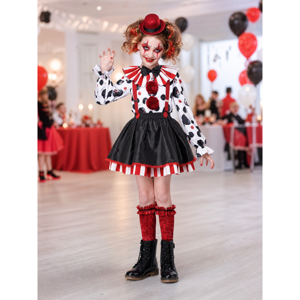 Carnival Clown Costume with Full Skirt