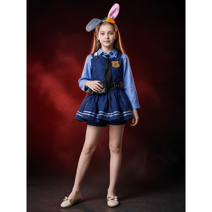 Women's Judy Police Officer Costume Dress, Long Sleeve Sheriff Outfit with main product view