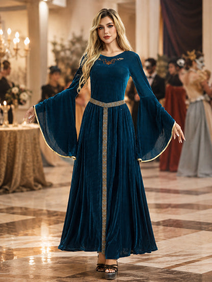 Dark Blue Medieval-Style Carnival Dress lifestyle view