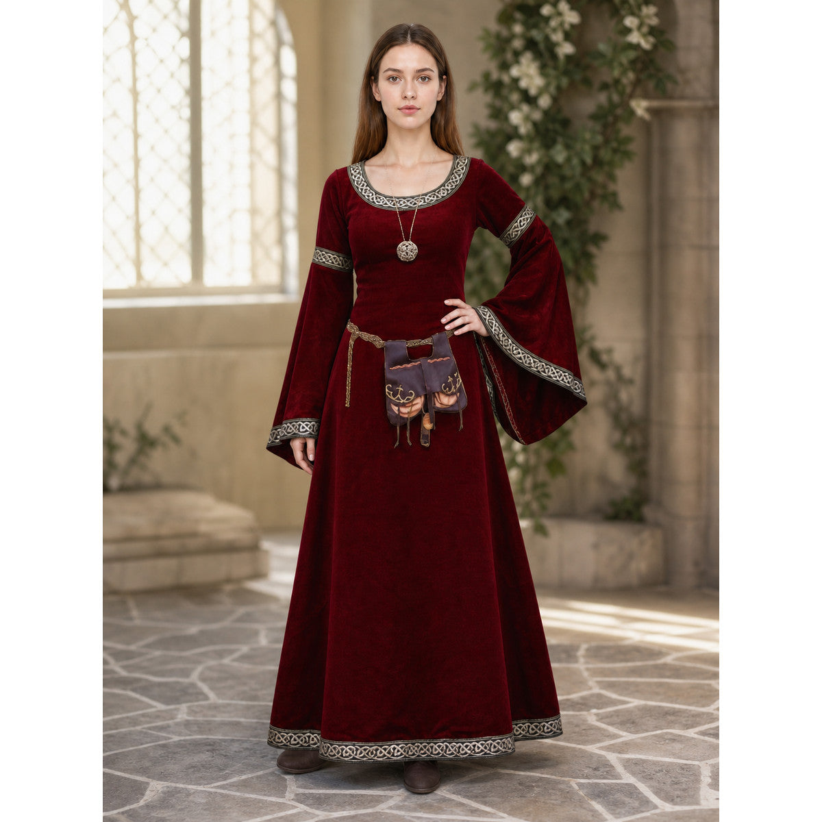 Medieval Renaissance-Style Dress with Sleeves