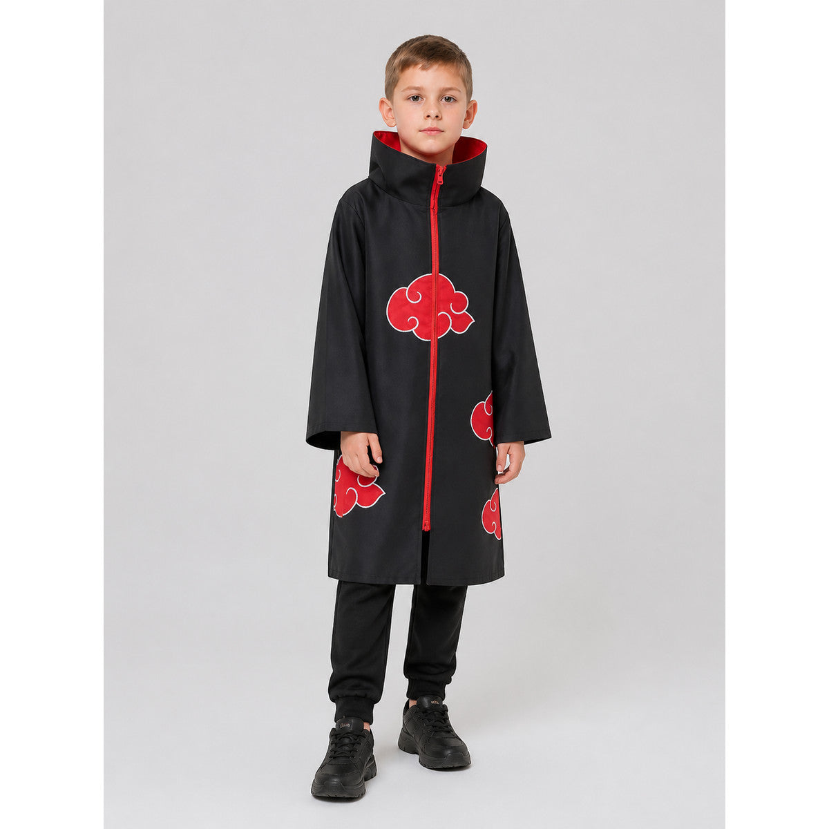 Naruto Akatsuki Cloak for Cosplay, Black with Red Pattern lifestyle