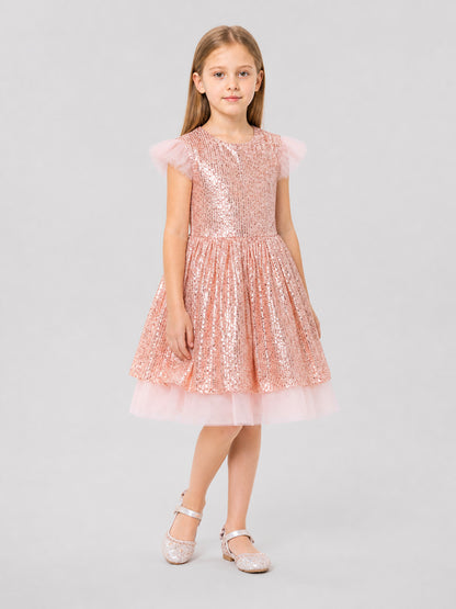 Girls' Dressy Sequin Dress with a Tulle Skirt Costume Dresses detail