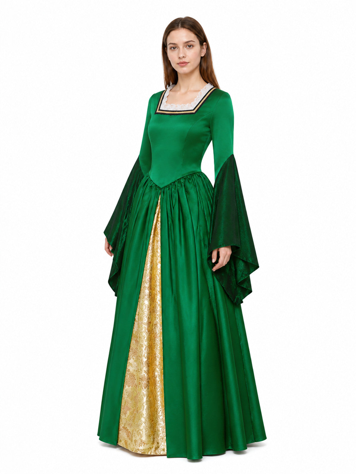 Tudor-Style Dress with a Square Neckline