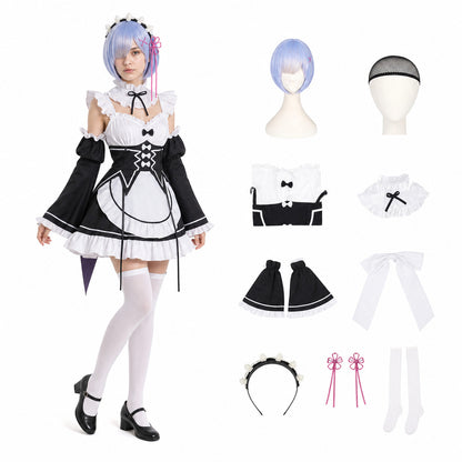 Lolita Maid Rem Cosplay Costume for Halloween Costumes detail
