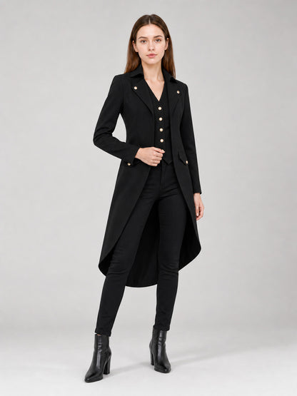 Black Long-Tail Steampunk Frock Coat