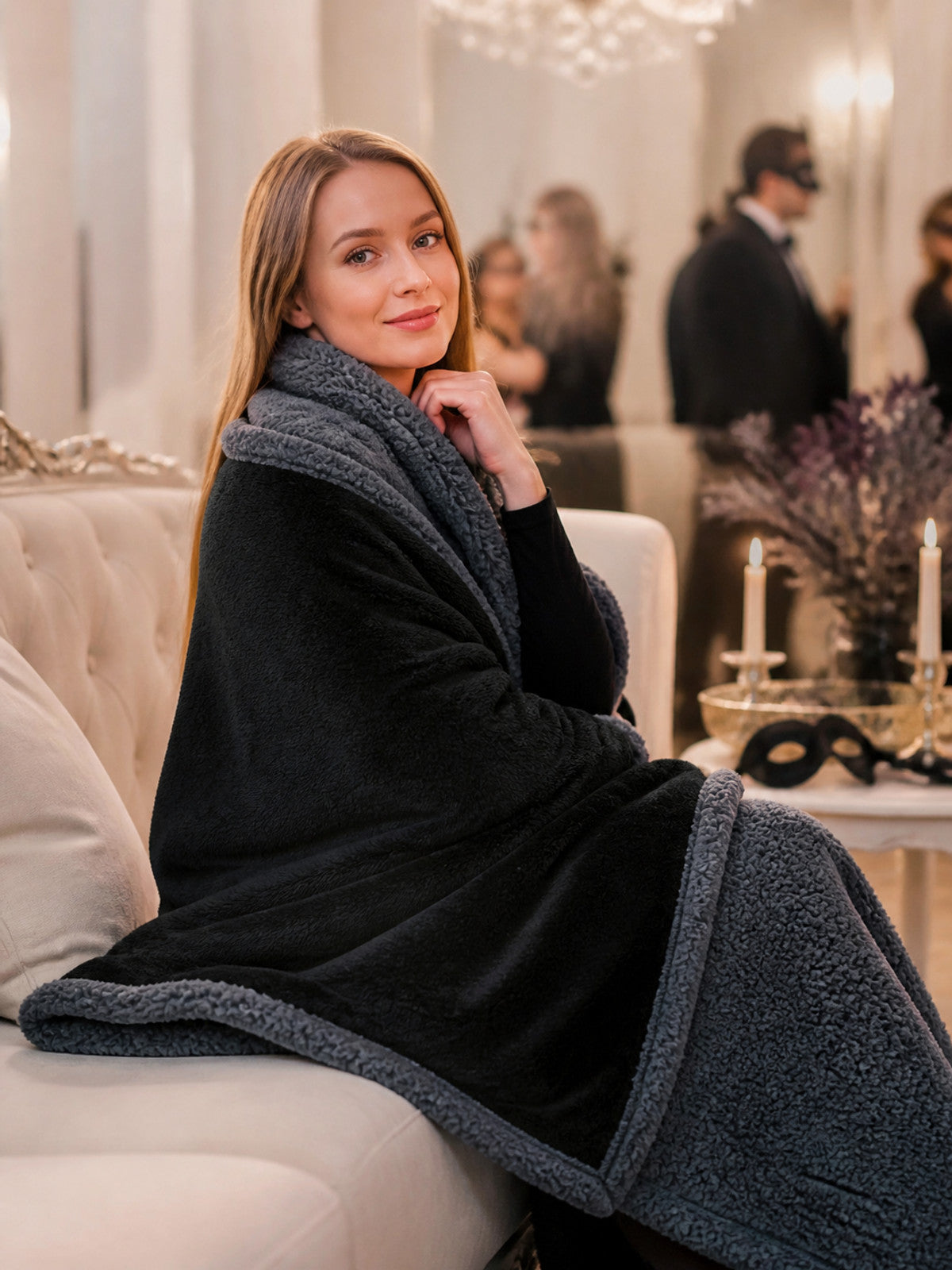 Reversible Pet Blanket, Black lifestyle view