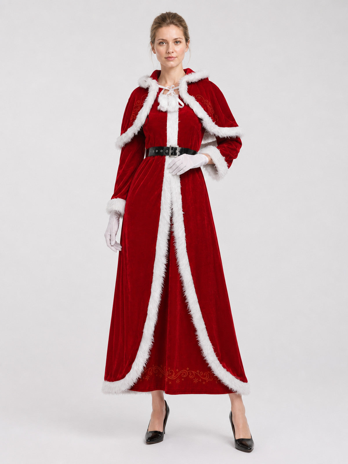 Red Christmas Costume with Hood and Fur Trim Costumes detail