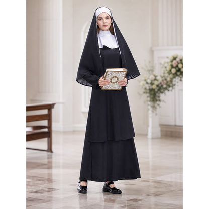This nun costume is designed for an expressive themed look and is suitable for lifestyle view