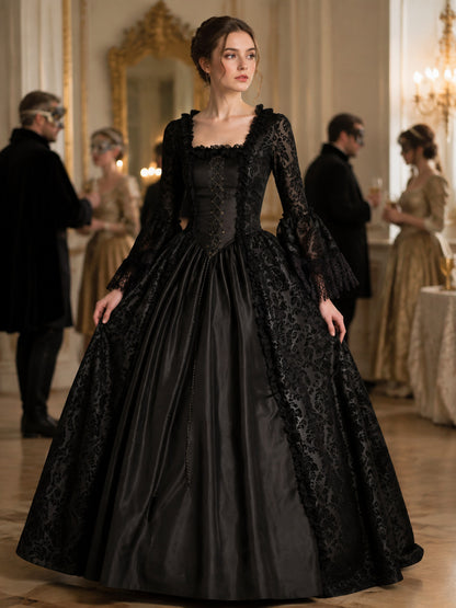 Floor-Length Medieval Dress with Lace and Lacing lifestyle view