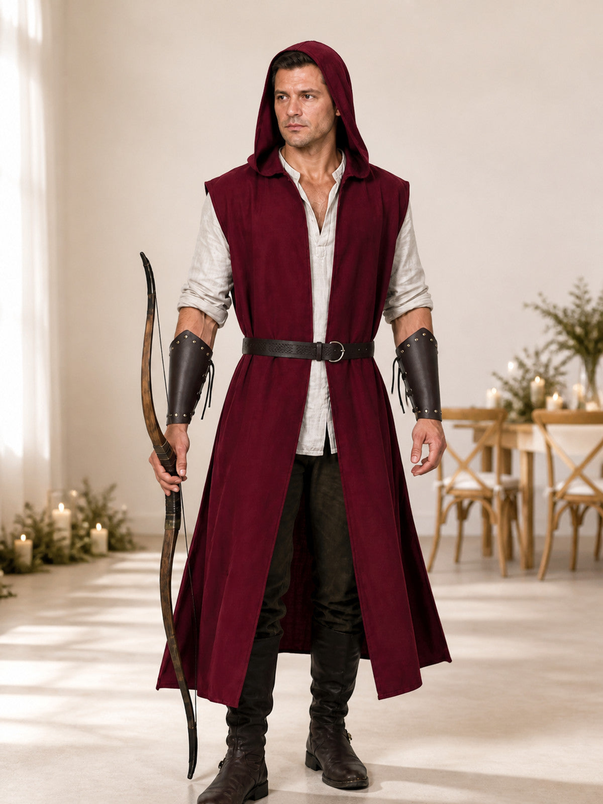 Medieval Hooded Archer Costume for Cosplay