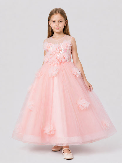 Girls’ Princess Dress with Sequins and Floral Décor product detail