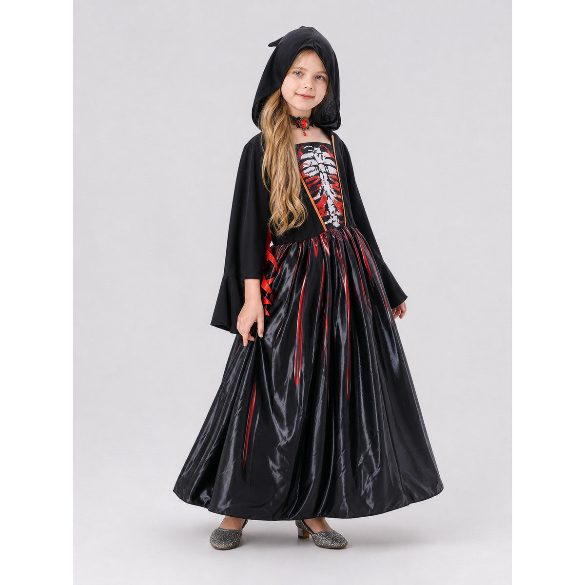 Girls' Halloween witch dress with red stripes Costume Dresses detail