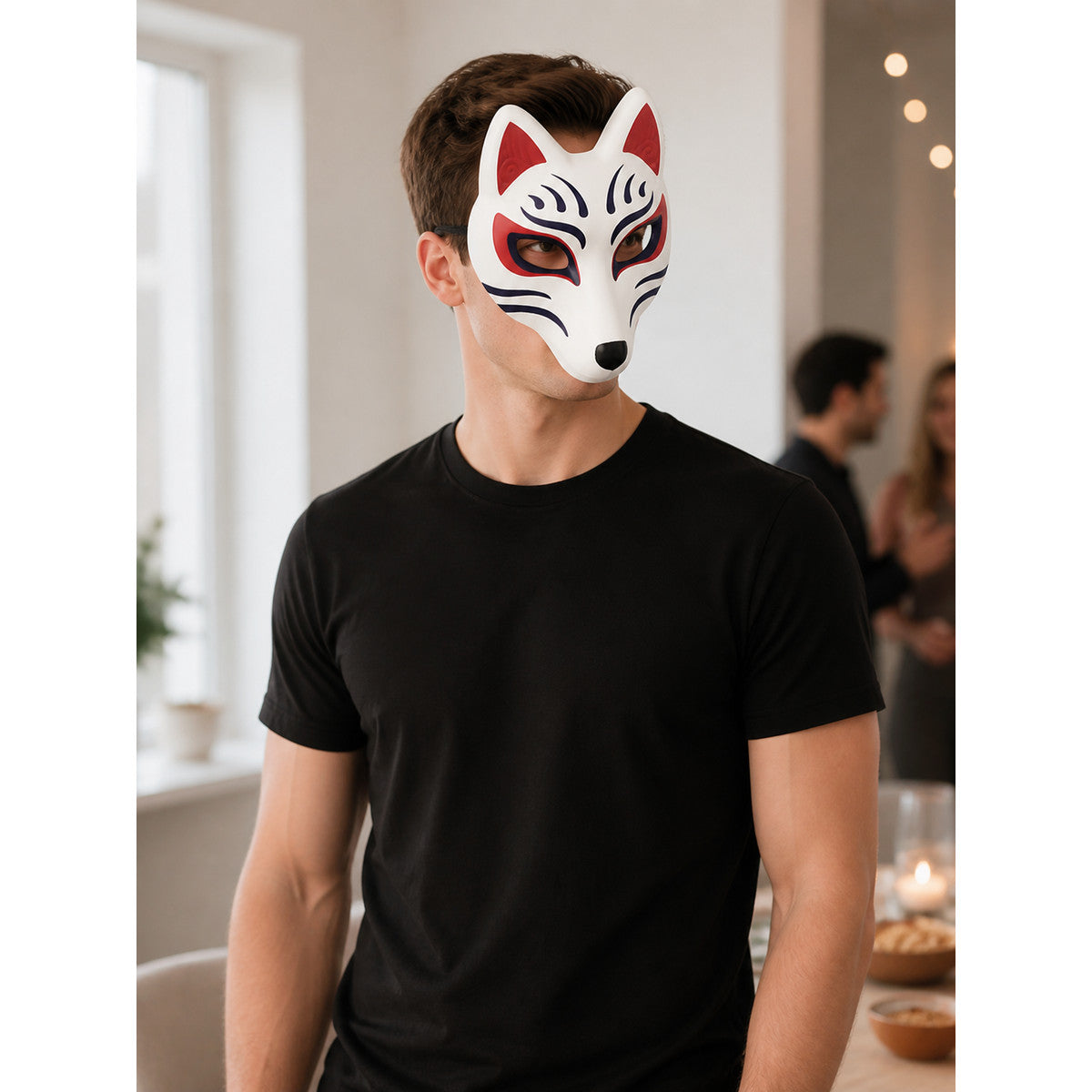 White Fox Mask Halloween Costume Headpiece lifestyle view