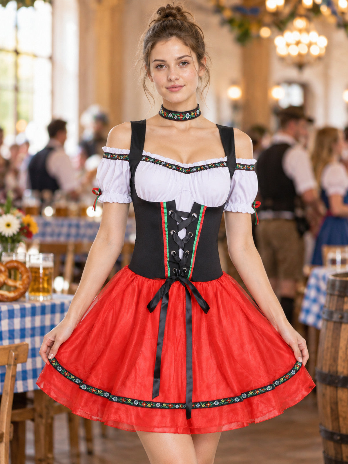 Oktoberfest Costume with Corset Bodice and Choker