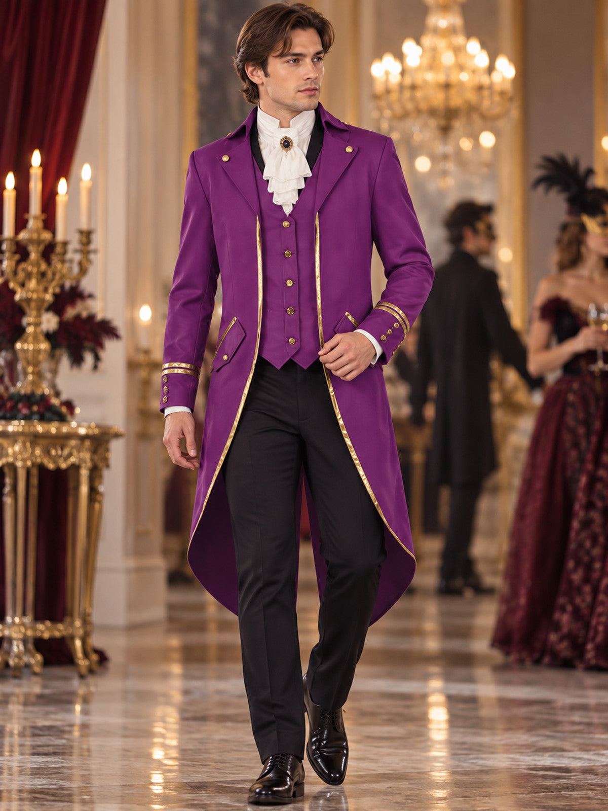 Purple Carnival Tailcoat with Gold Trim