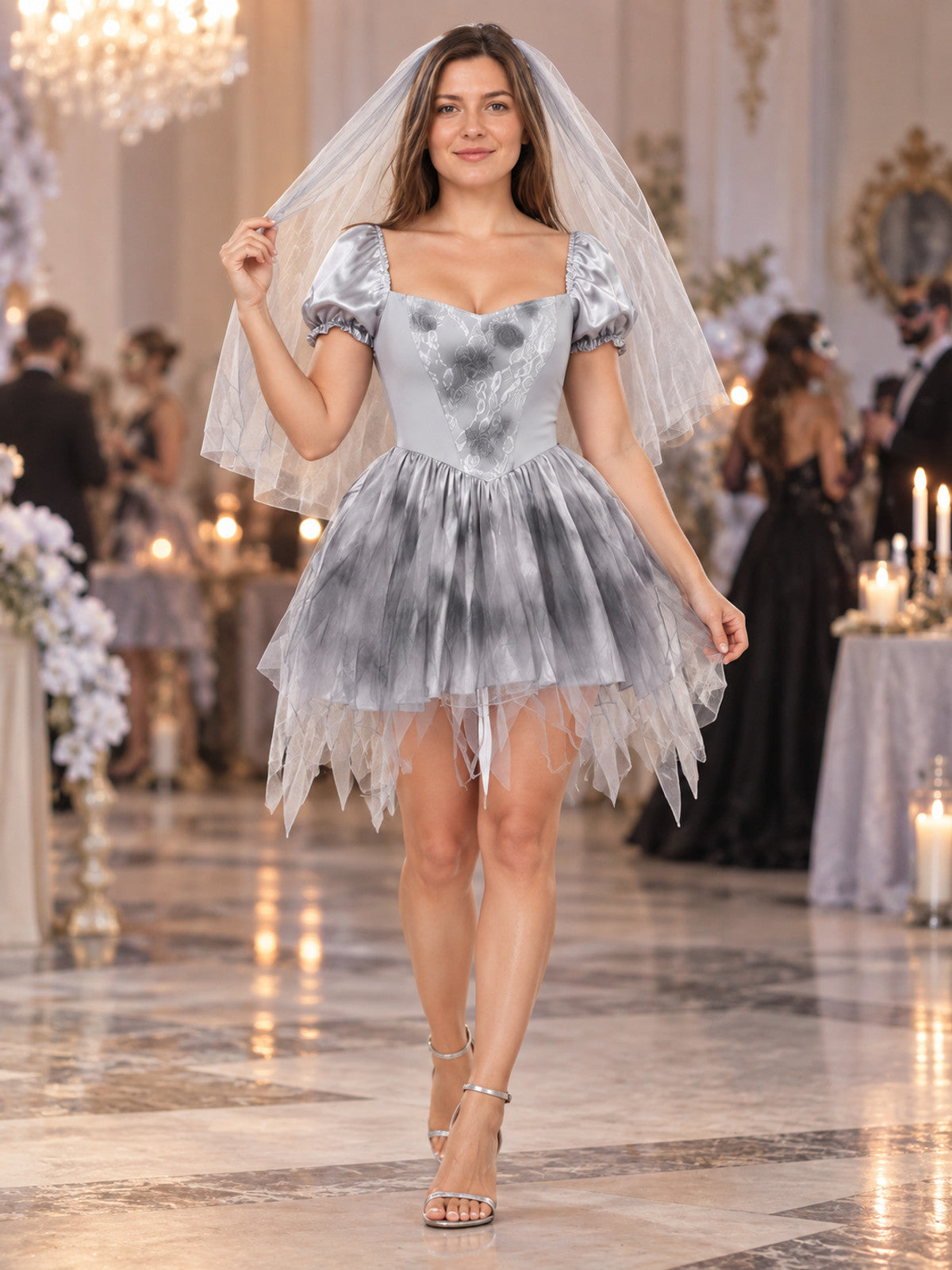 Ghost Bride Costume with Dress and Veil