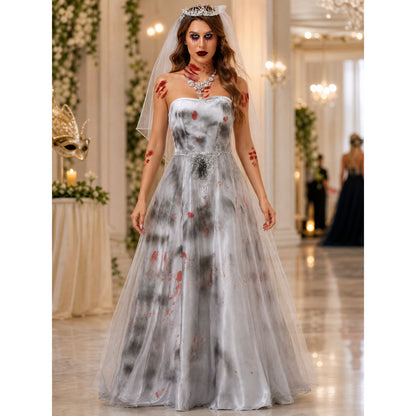 Wedding-Style Dress with Red Accents