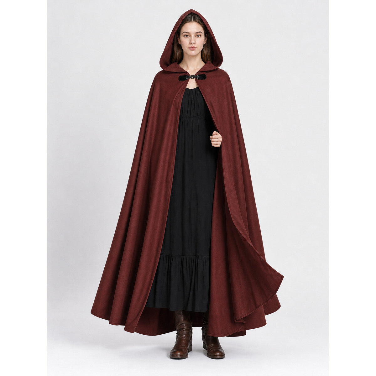 Burgundy Hooded Carnival Cloak for Cosplay