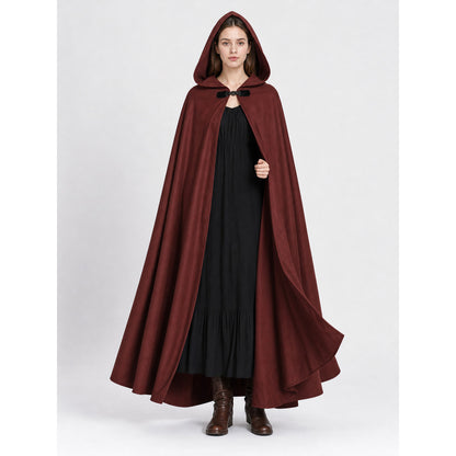 Burgundy Hooded Carnival Cloak for Cosplay