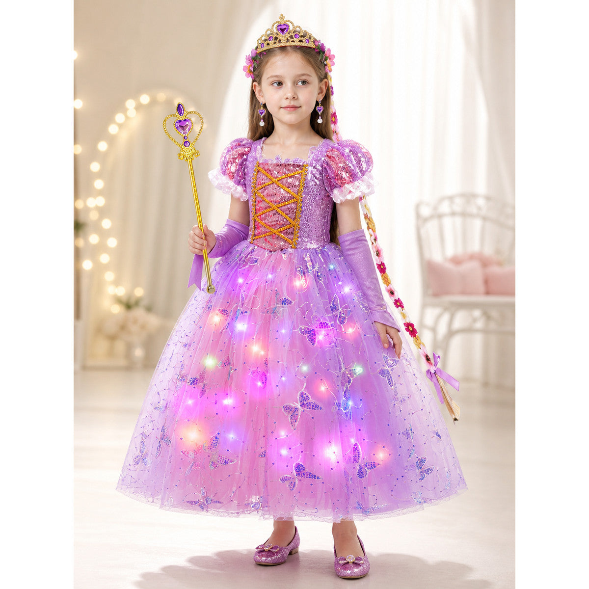 Princess Carnival Costume with LED Lights for Cosplay