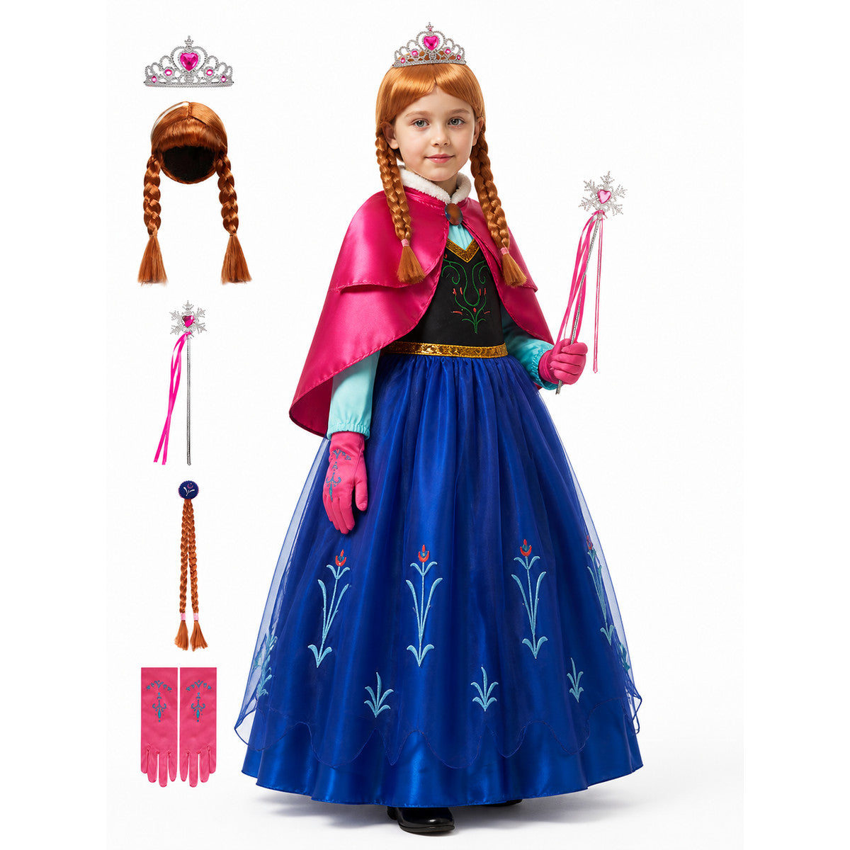 Snow Queen Costume with Cape and Crown Costume Capes detail