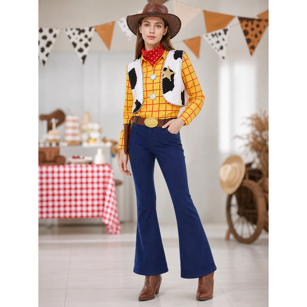 Woody Cosplay Costume with Vest and Hat