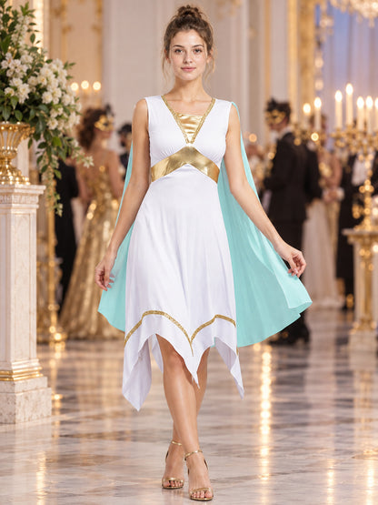 Antique-Style Carnival Dress with Gold Trim