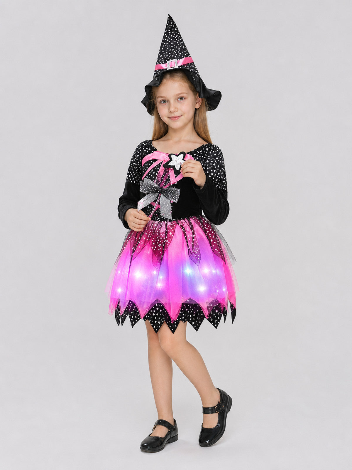 Witch Costume with Hat and Glowing Skirt Costume Headwear detail