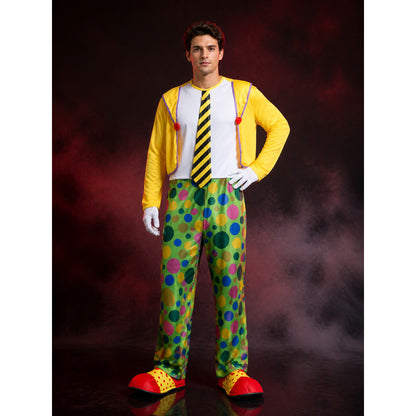 Unisex Clown Jumpsuit Costume Set with Vest & Tie, Halloween Outfit main product view