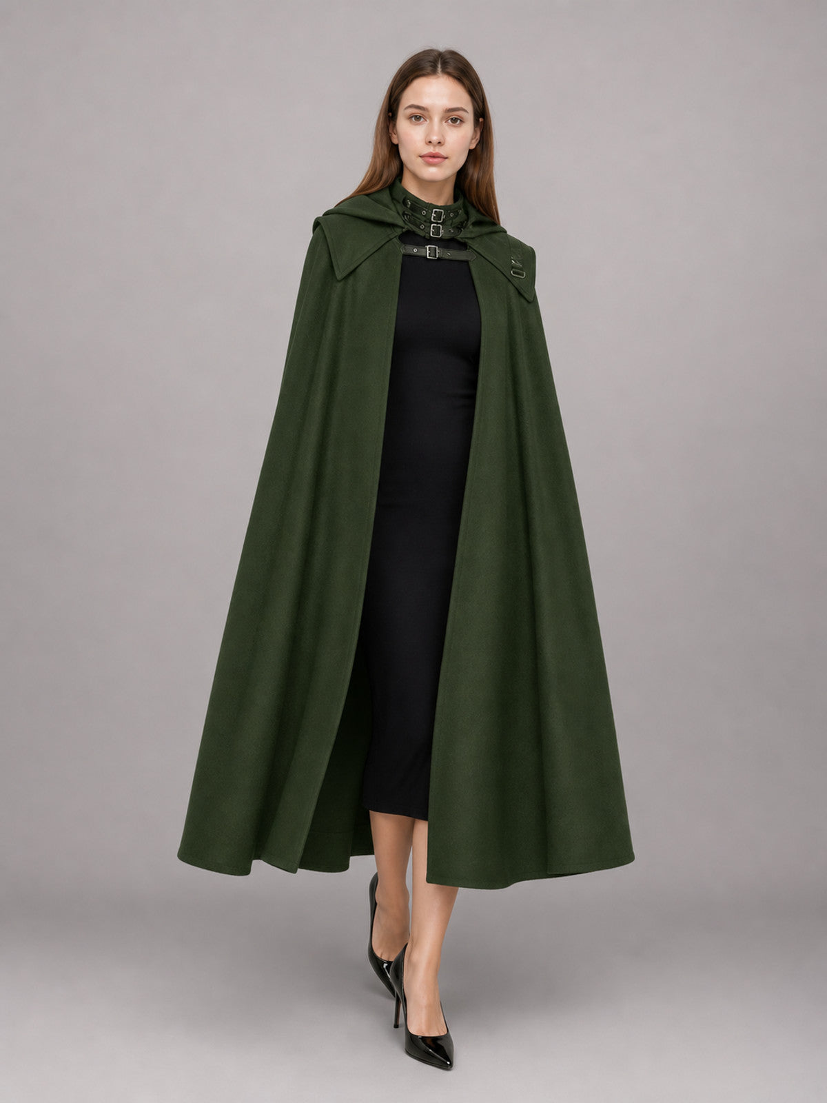 Green Gothic Carnival Cloak with Hood