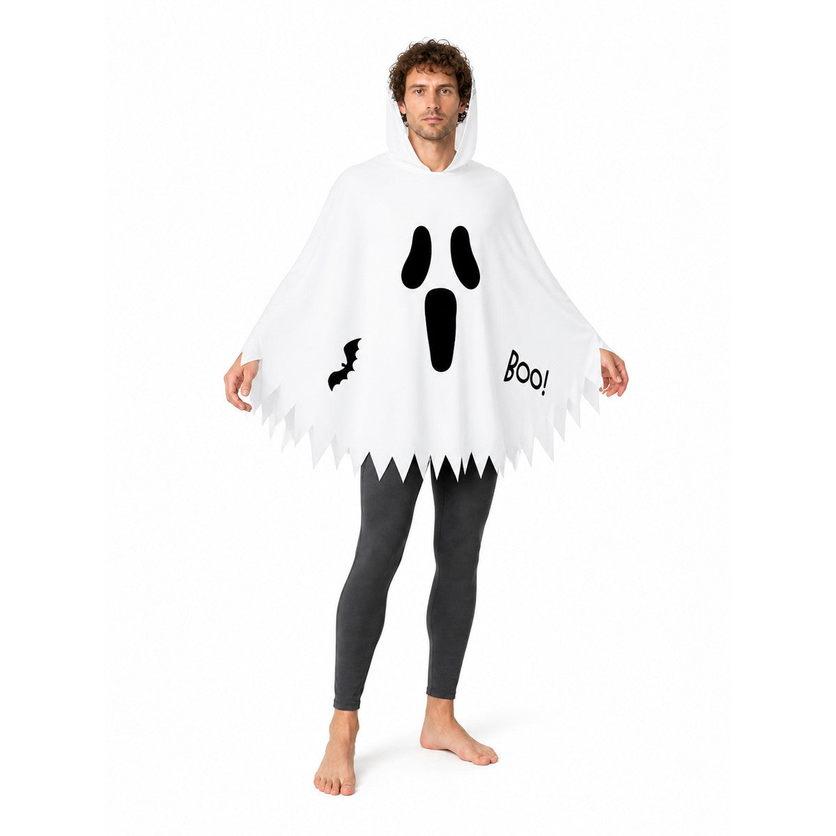White Glowing Ghost Cape for Halloween Costume Capes detail
