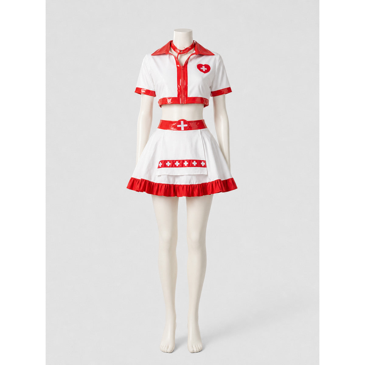 Medical Costume with Skirt and Cap, White and Red