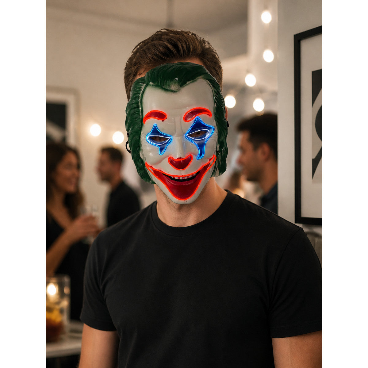 Glowing Clown Carnival Mask for Halloween and Cosplay lifestyle view