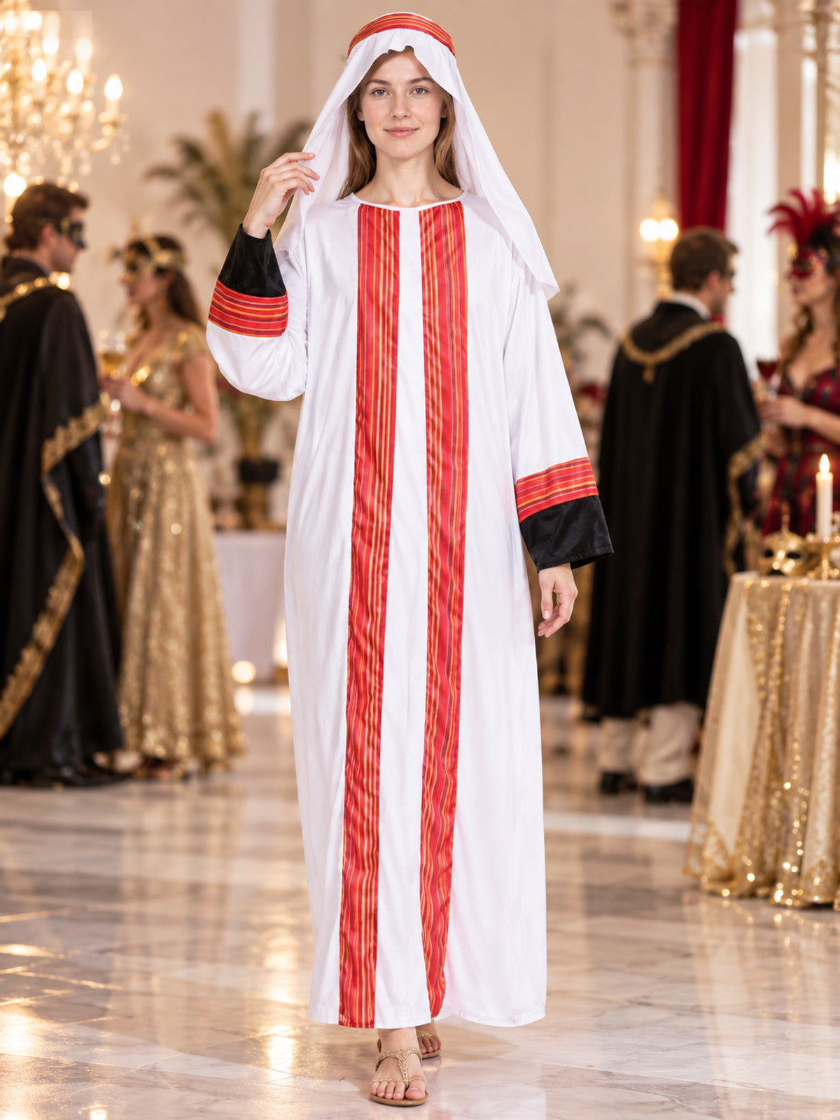 Arabian Sheikh Carnival Costume, White with Red