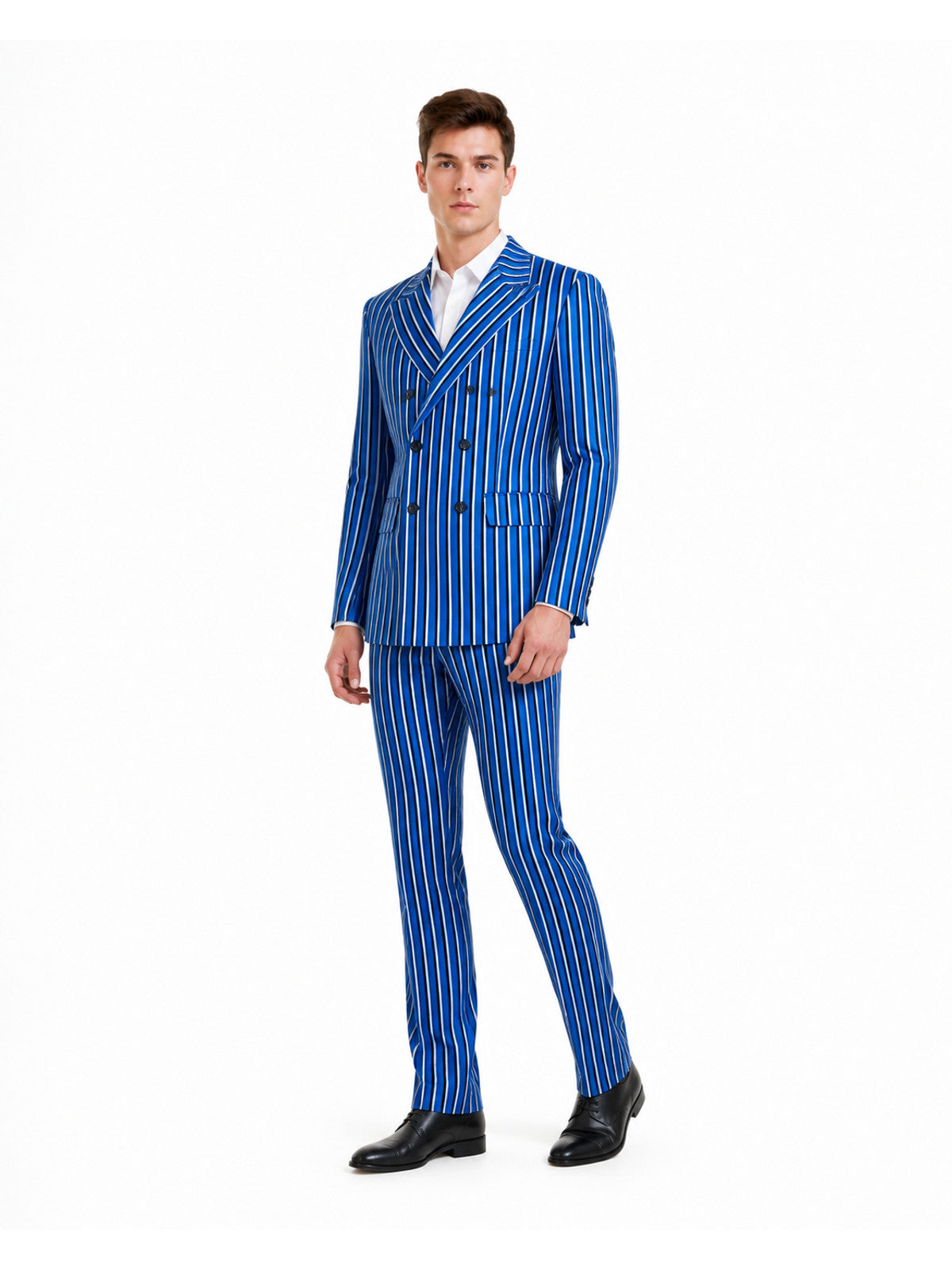 Blue Striped Two-Piece Cosplay Suit Costumes detail