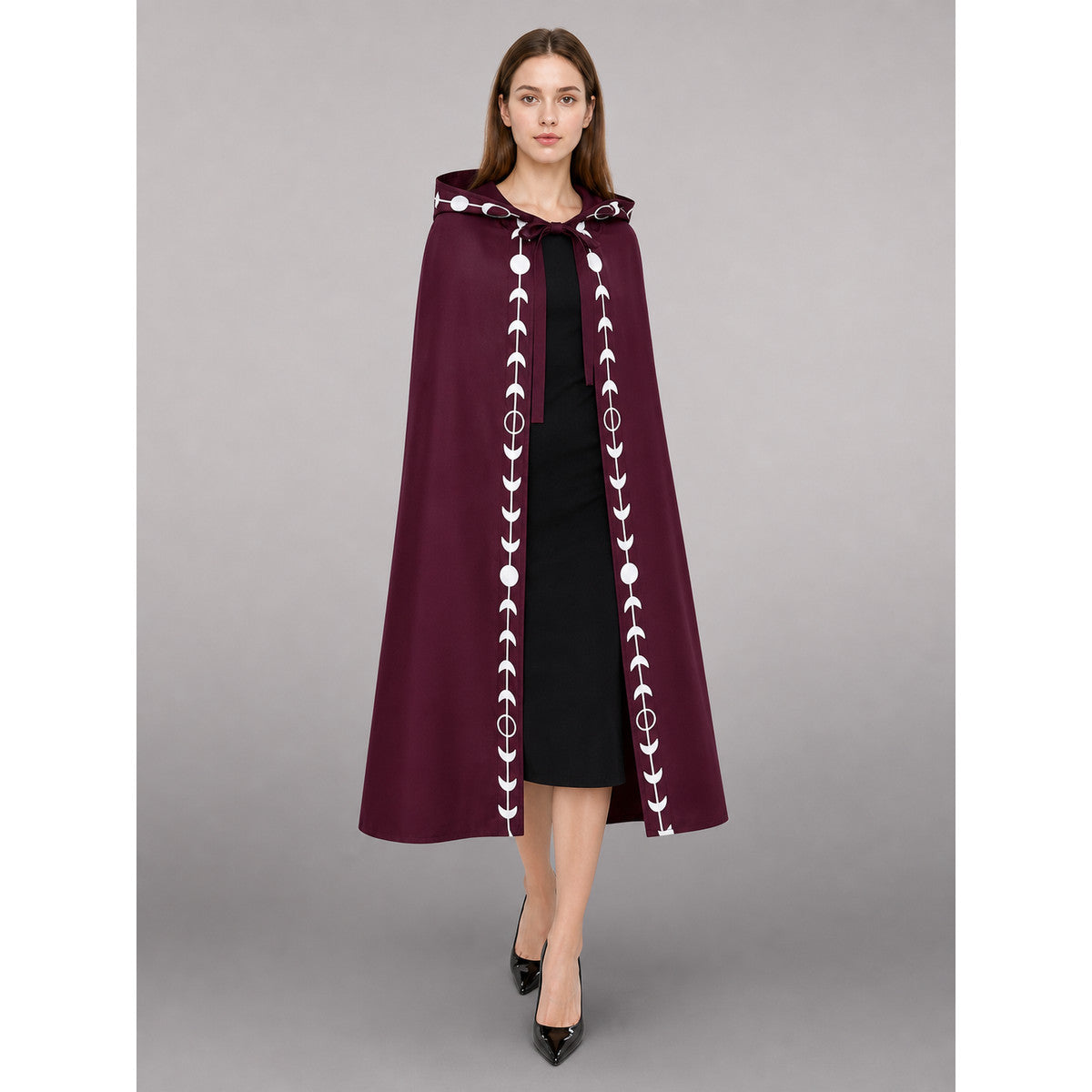 Burgundy Hooded Carnival Cloak lifestyle