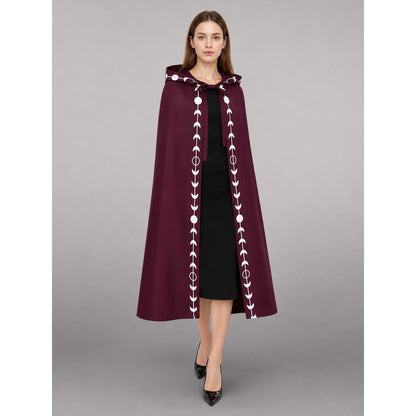 Burgundy Hooded Carnival Cloak lifestyle