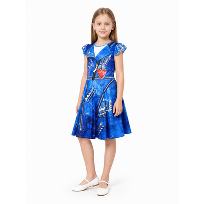Children's Blue Halloween Dress with Crown and Lightning Bolts Costume Dresses detail