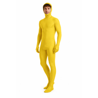 Yellow zentai jumpsuit with hood and gloves product detail