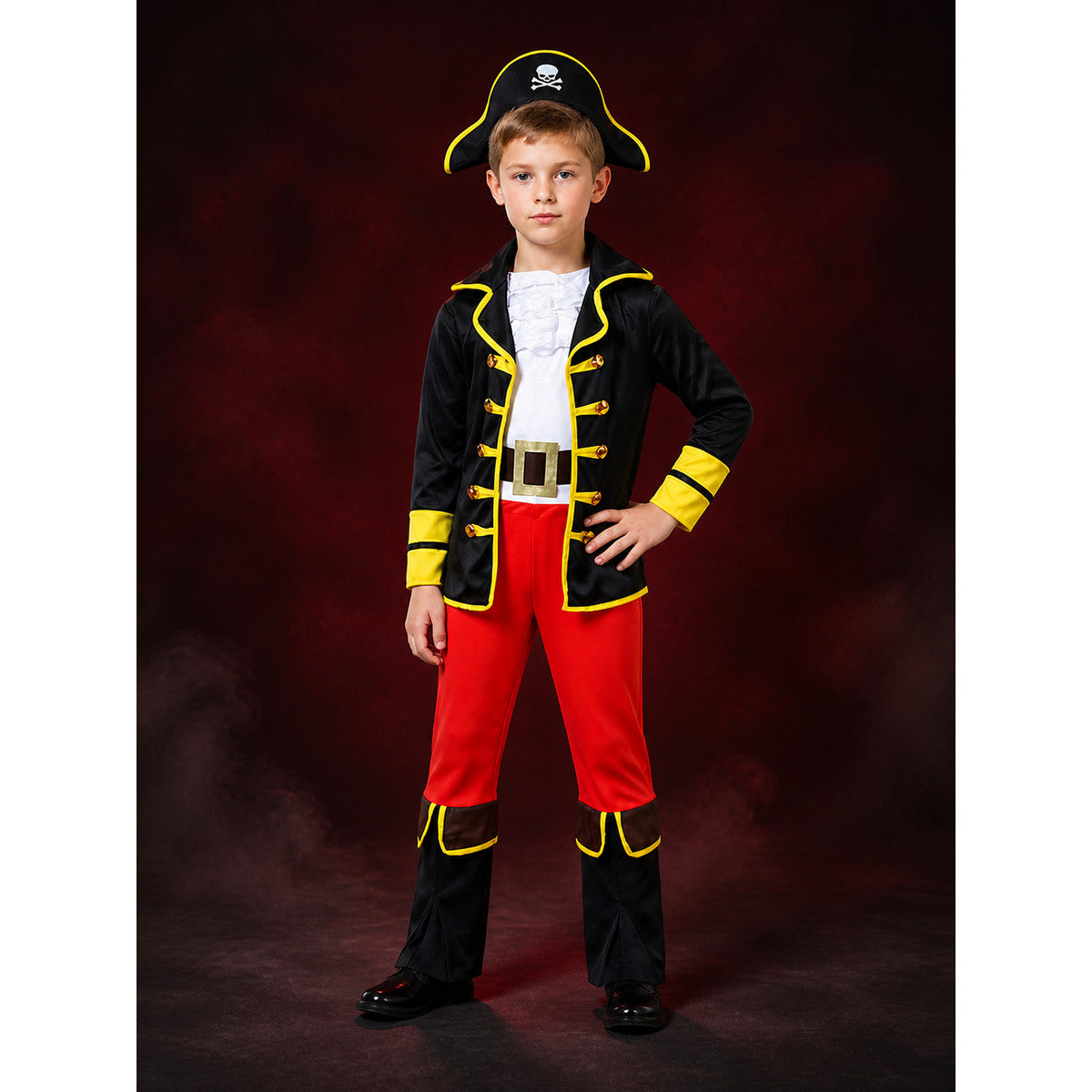 Boys Pirate Halloween Costume Set with Tricorn Hat and Skull Print main product view