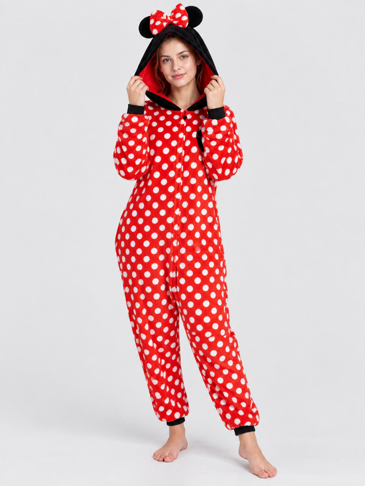 Red Kigurumi Jumpsuit with Ears and Bow