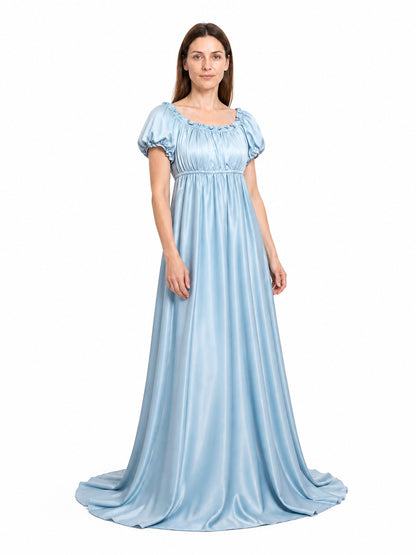 Bridgerton-style dress, light blue, with a train Costume Dresses detail