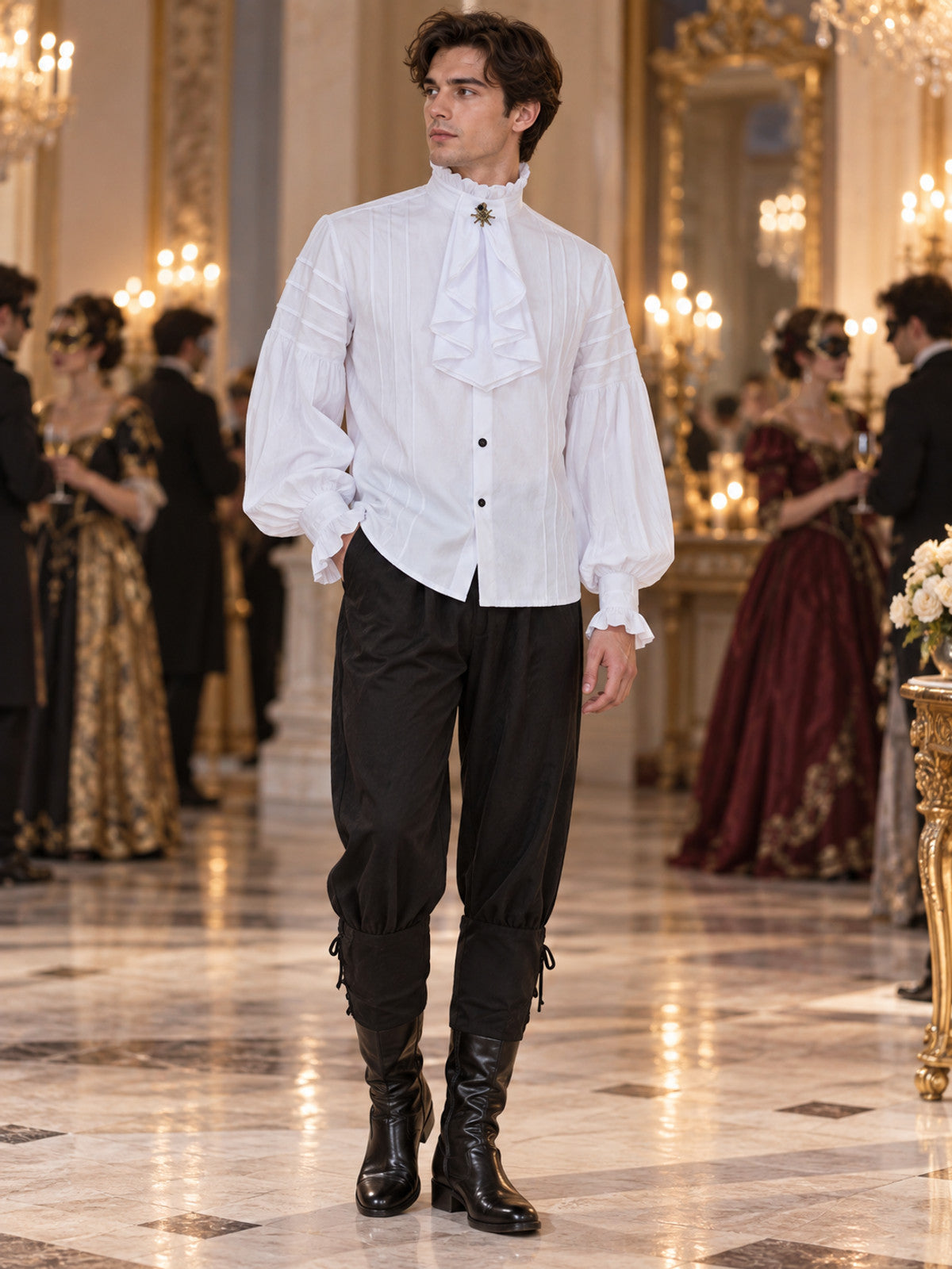 Retro-Style Vampire Costume: Shirt, Pants, Accessory